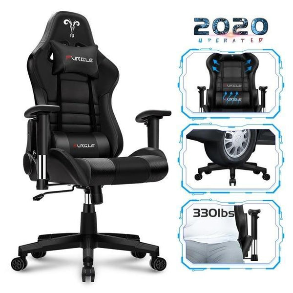 Furgle Gaming Office Chairs 180 Degree Reclining Computer Chair Comfortable Executive Computer Seating Racer Recliner PU Leather