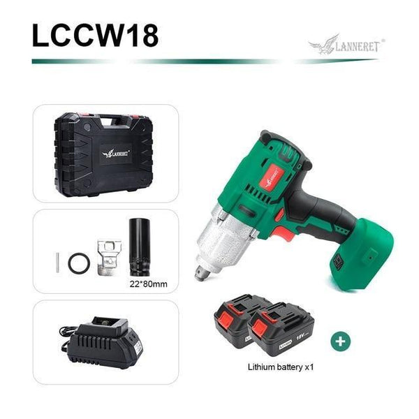 LANNERET 18V Brushless Cordless Impact Electric Wrench  300-600N.m Torque Household Car/SUV Wheel 1/2